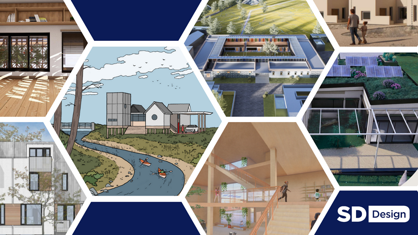 Renderings from some of the 2024 Design Challenge Finalist Teams. Graphic by NREL