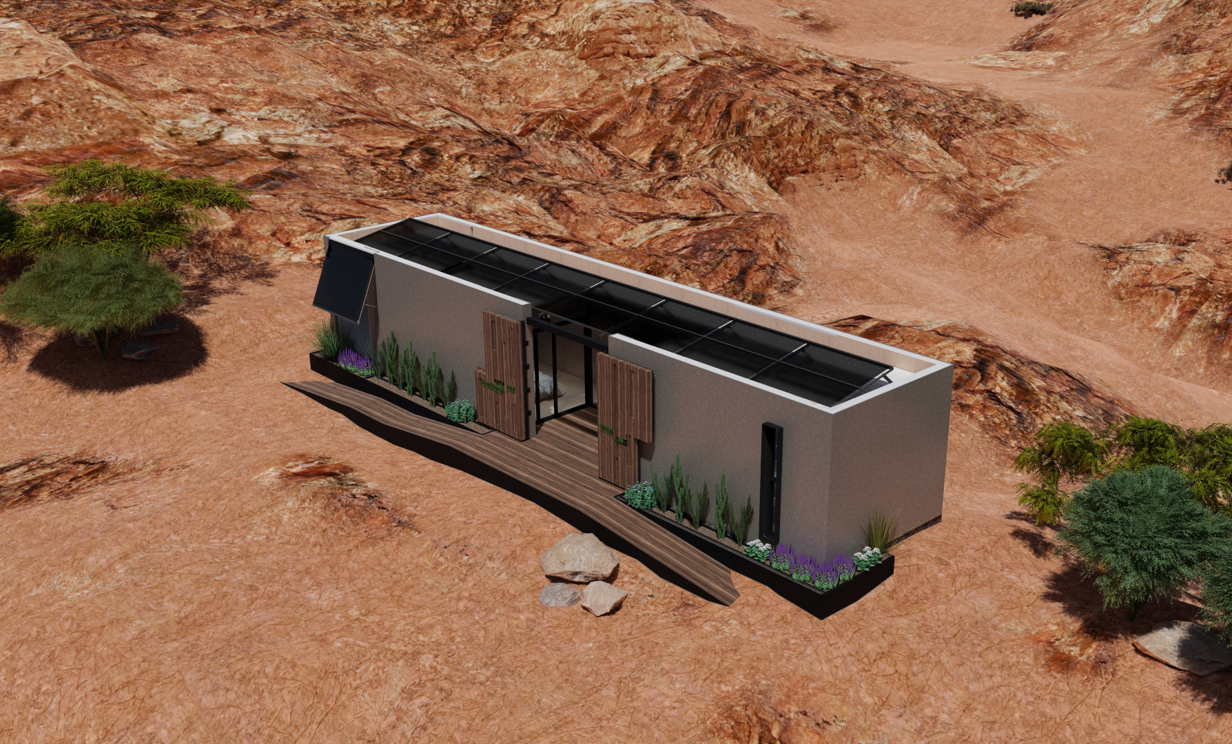 A rendering of the Mojave Bloom house