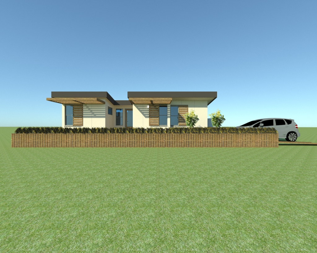 Computer-generated illustration of a modern house.