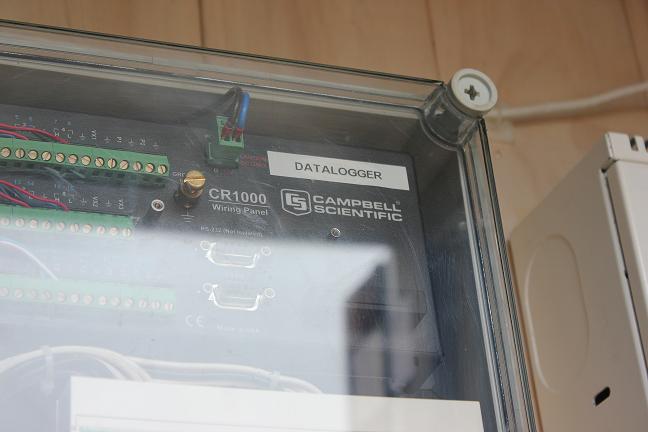 Photo of a circuit panel section labeled “datalogger.”
