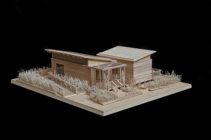 Photo of a model of the WaterShed house. 