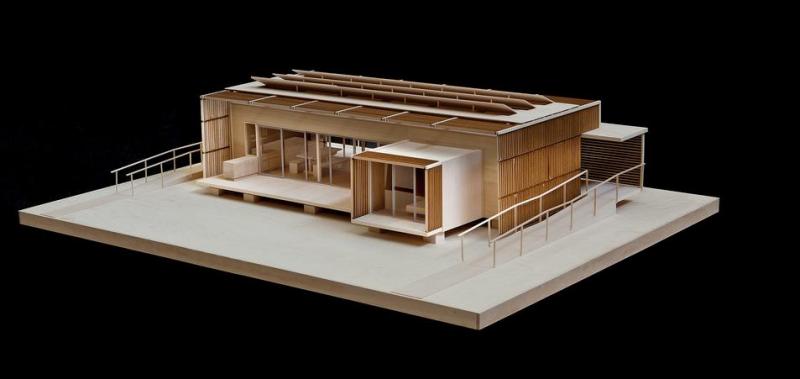 Photo of a scale model of FleX House.