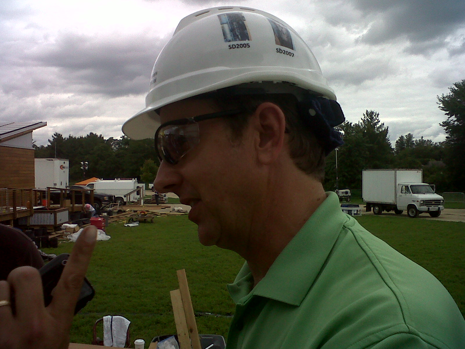 Photo of Tom Meyers on the Solar Decathlon event site during construction.
