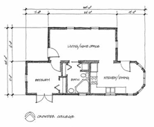 Floor plan drawing of the Crowder College house.