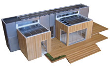 Computer-generated image of the Carnegie Mellon 2007 Solar Decathlon house.