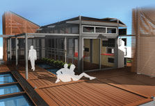 Computer-generated image of the Texas A&M 2007 Solar Decathlon house.