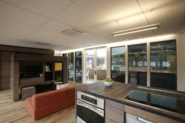 Photo of the living area of the Team Boston Solar Decathlon 2009 house.