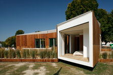 Photo of Refract House and landscaping at the U.S. Department of Energy Solar Decathlon 2009.