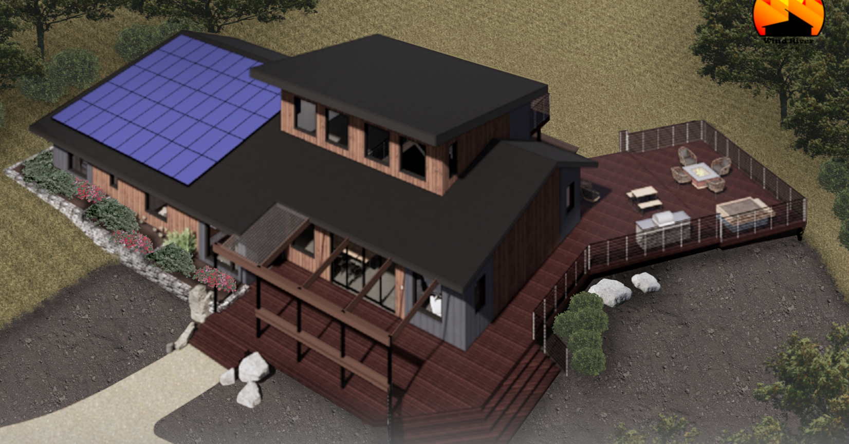 A rendered model of the team's home for the 2023 Build Challenge.