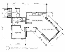 Floor plan drawing of the University of Colorado house.