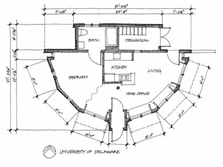 Floor plan drawing of the University of Delaware house.