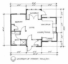 Floor plan drawing of the University of Missouri-Rolla and Rolla Technical Institute house.
