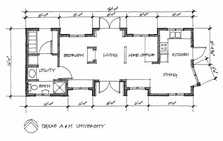 Floor plan drawing of the Texas A&M house.