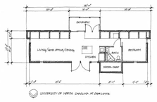 Floor plan drawing of the University of North Carolina house.