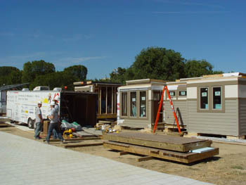 Photo of the University of Missouri-Rolla and Rolla Technical Institute Solar Decathlon solar house under construction.