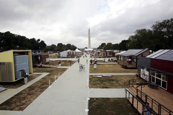Photo of the 2005 Solar Decathlon solar village.