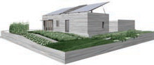 Computer-generated image of Cornell's 2005 Solar Decathlon house.