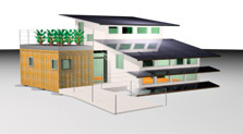 Computer-generated image of NYIT's 2005 Solar Decathlon house.