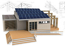 Computer-generated image of Puerto Rico's 2005 Solar Decathlon house.