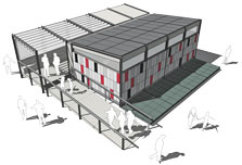 Computer-generated image of the University of Cincinnati 2007 Solar Decathlon house.