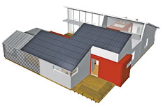 Computer-generated image of the University of Colorado 2007 Solar Decathlon house.