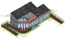 Artist's rendering of the University of Missouri-Rolla 2007 Solar Decathlon house.