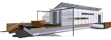 Computer-generated image of the University of Texas at Austin 2007 Solar Decathlon house.