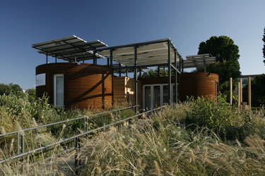 Photo of the exterior of the Cornell University Solar Decathlon 2009 house.