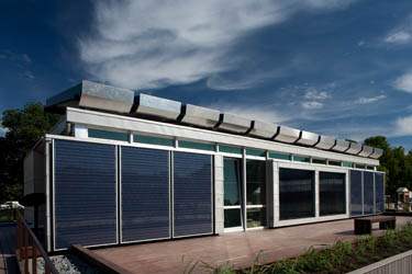 Photo of the exterior of the University of Kentucky Solar Decathlon 2009 house.