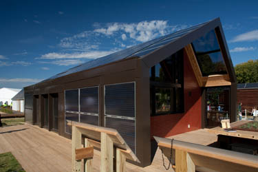 Photo of the exterior of the University of Minnesota Solar Decathlon 2009 house.