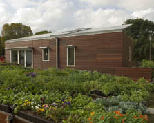 Photo of the Cornell University 2005 Solar Decathlon house.