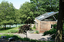 Photo of CUSD Zero Energy House on the Alexander property in Lansing, New York.