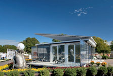 Photo of Black and White House at the U.S. Department of Energy Solar Decathlon 2009.